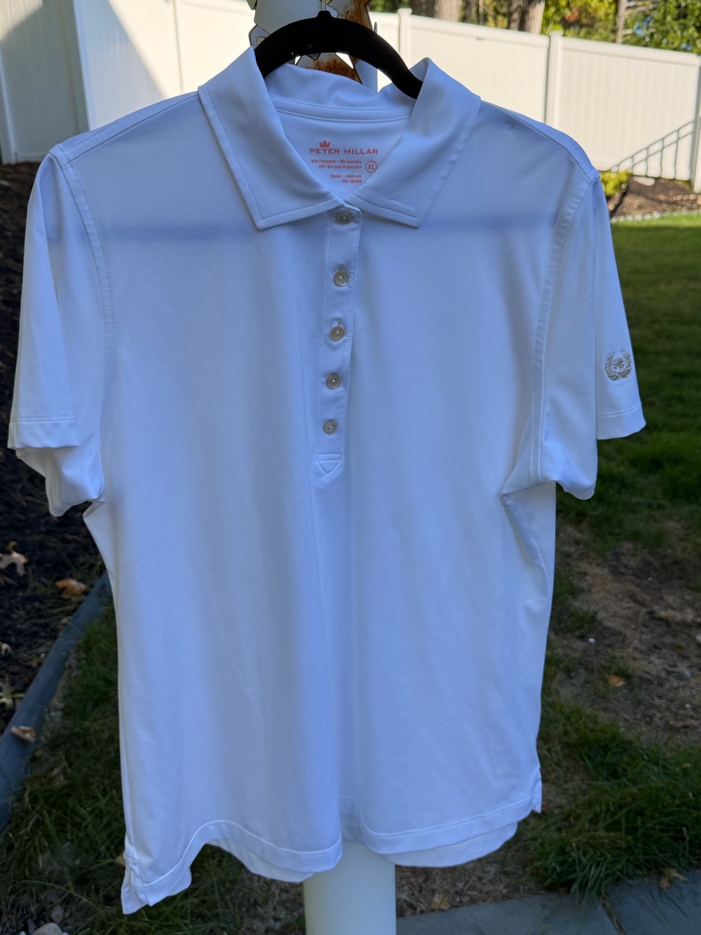 Peter Millar Women’s White Performance Polo in size XL